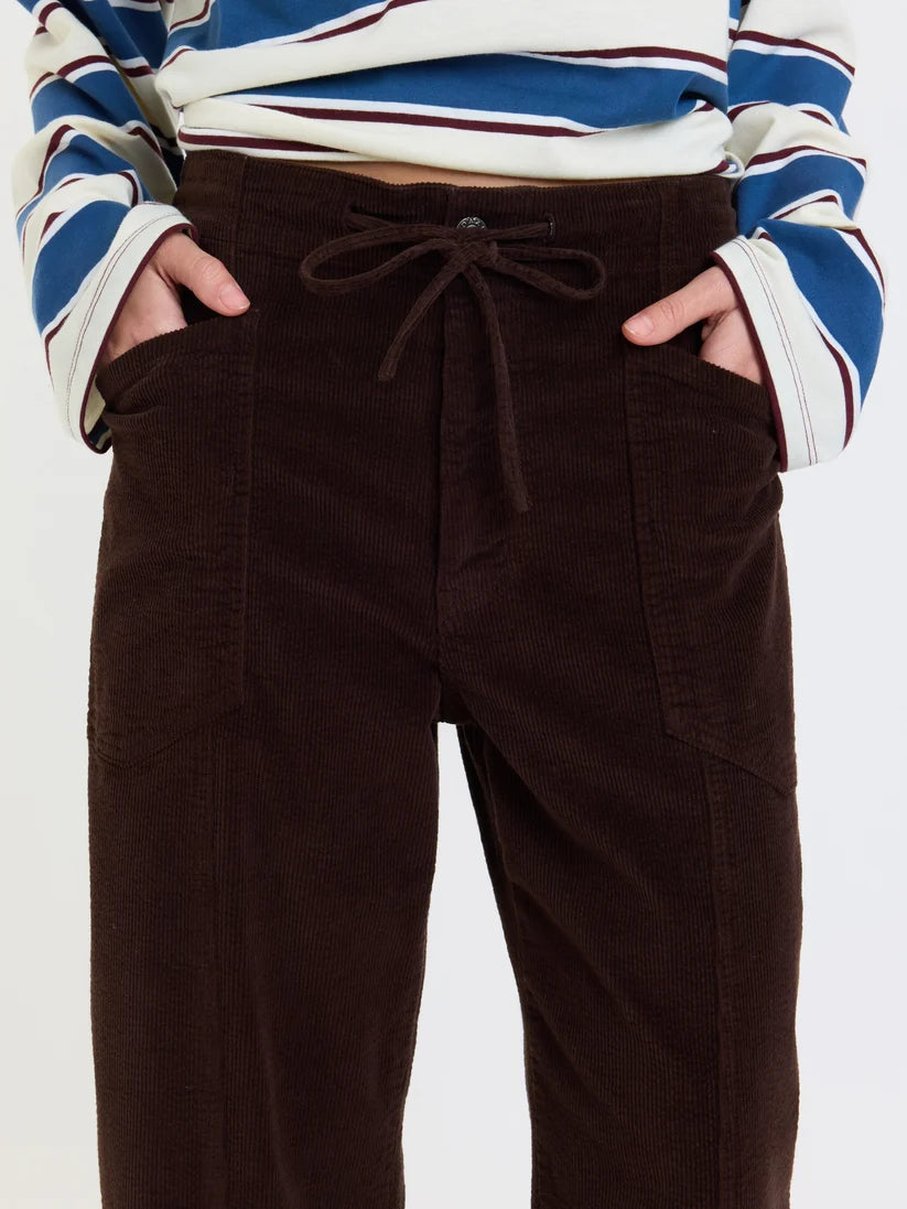 Daze Villa Drawstring Barrel Leg Pant - Chocolate