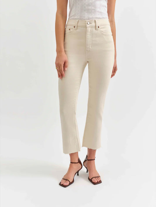 Daze Shy Girl High Rise Cropped Flare Denim - Raw Cut