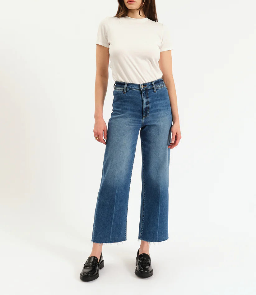 Daze Pleaser High Rise Wide Ankle - Indigo Wave