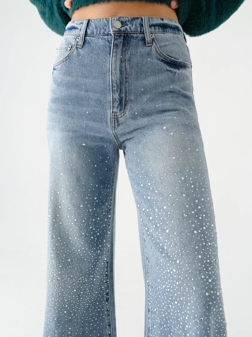 DAZE Far Out High Rise Wide Leg Jeans — Stardust
