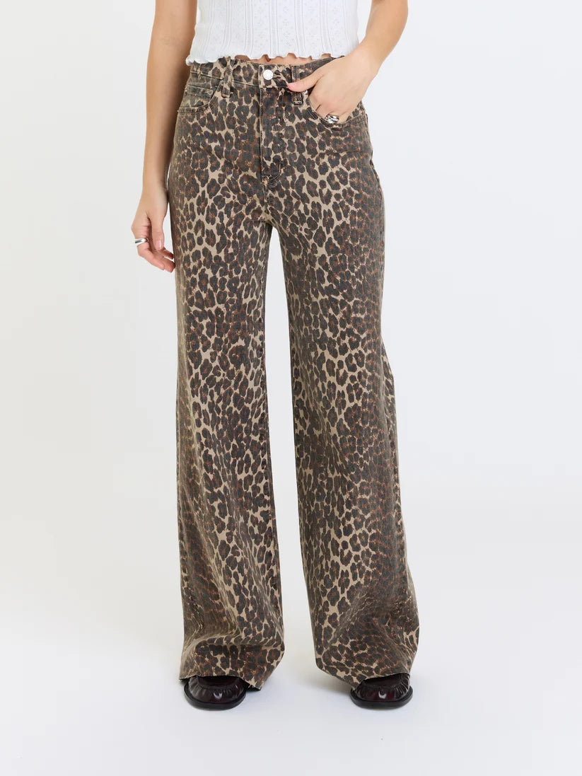 Daze Far Out Wide Leg High Rise Denim - Cool Cat
