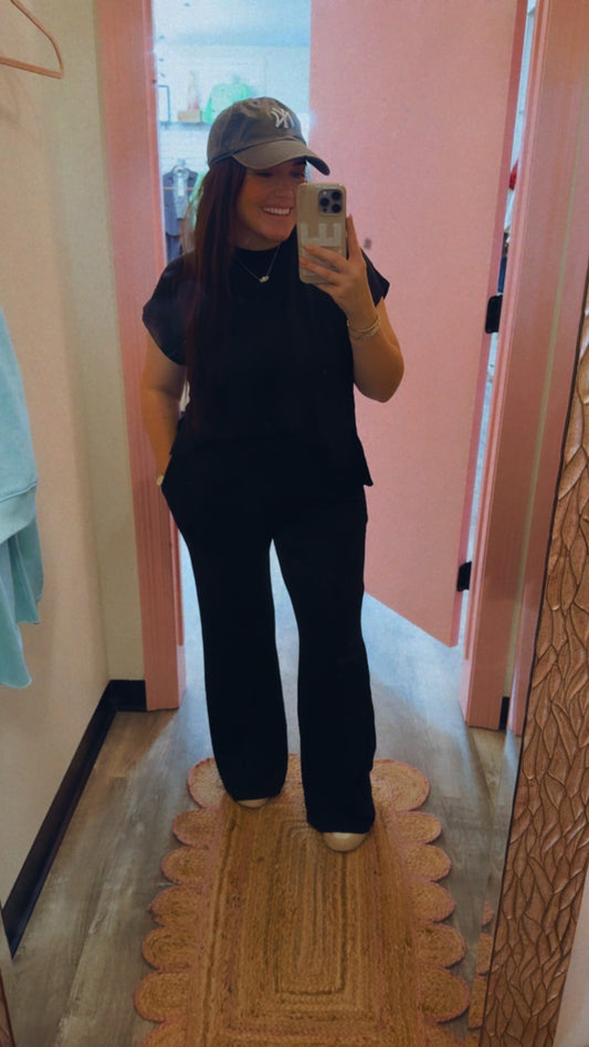 Elan Short Sleeve T-Shirt Jumpsuit - Black