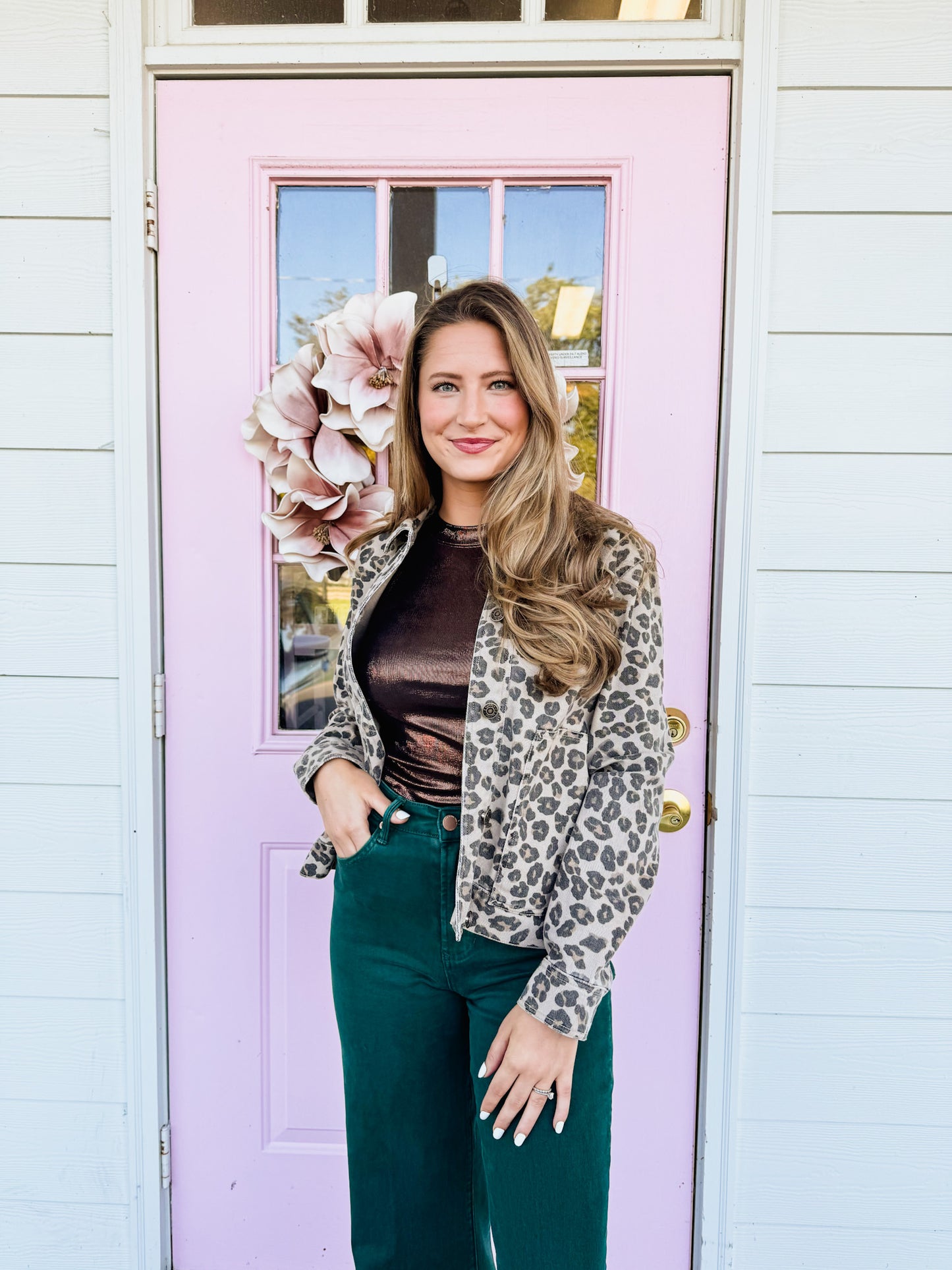 Z Supply Bel Air Leopard Denim Jacket - Desert Tan