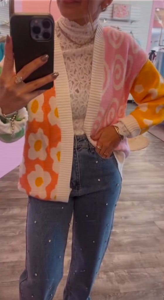Hello Beautiful Mixed Pattern Cardigan