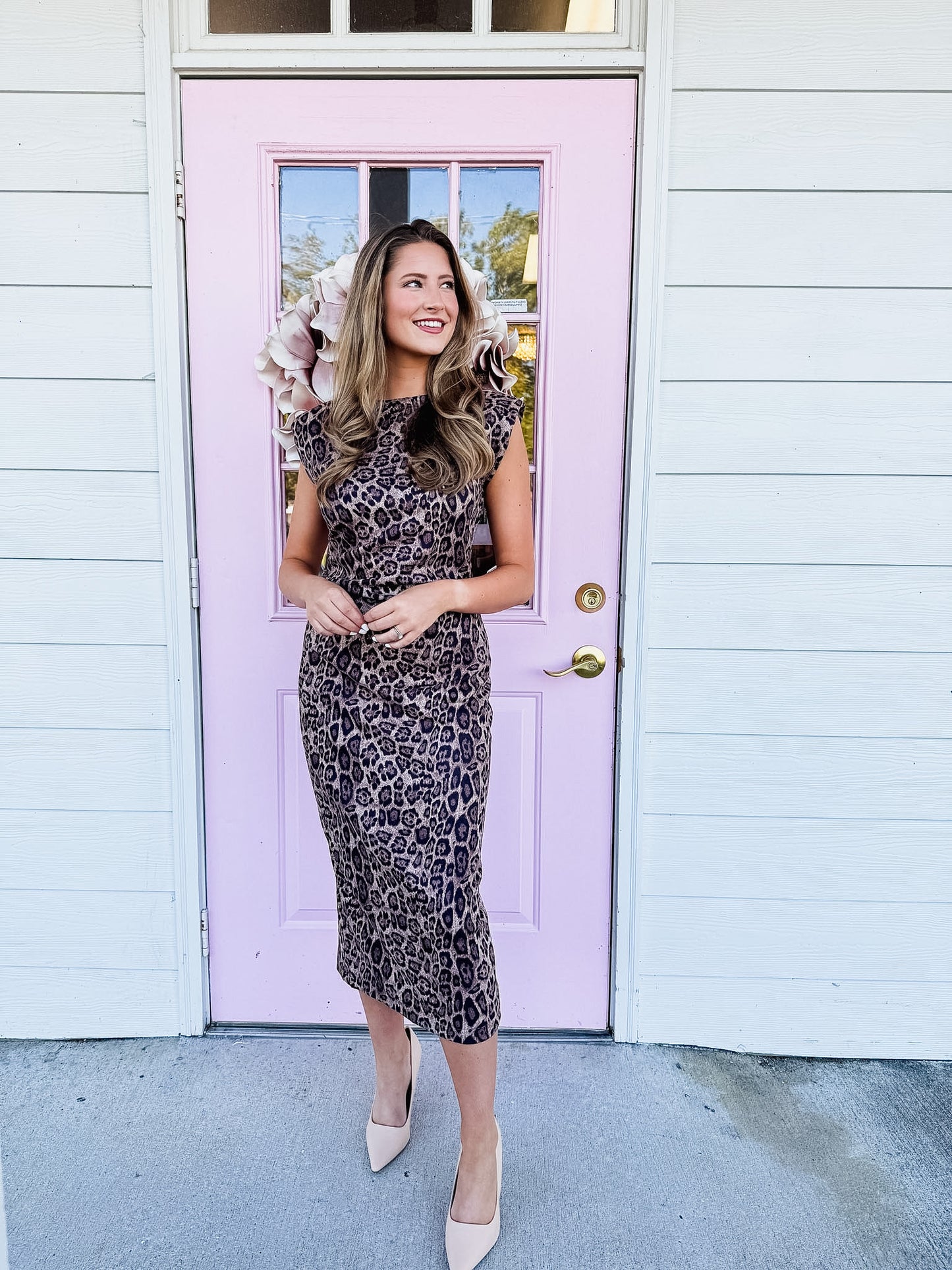 Take Charge Round Neck Sleeveless Midi Dress - Taupe