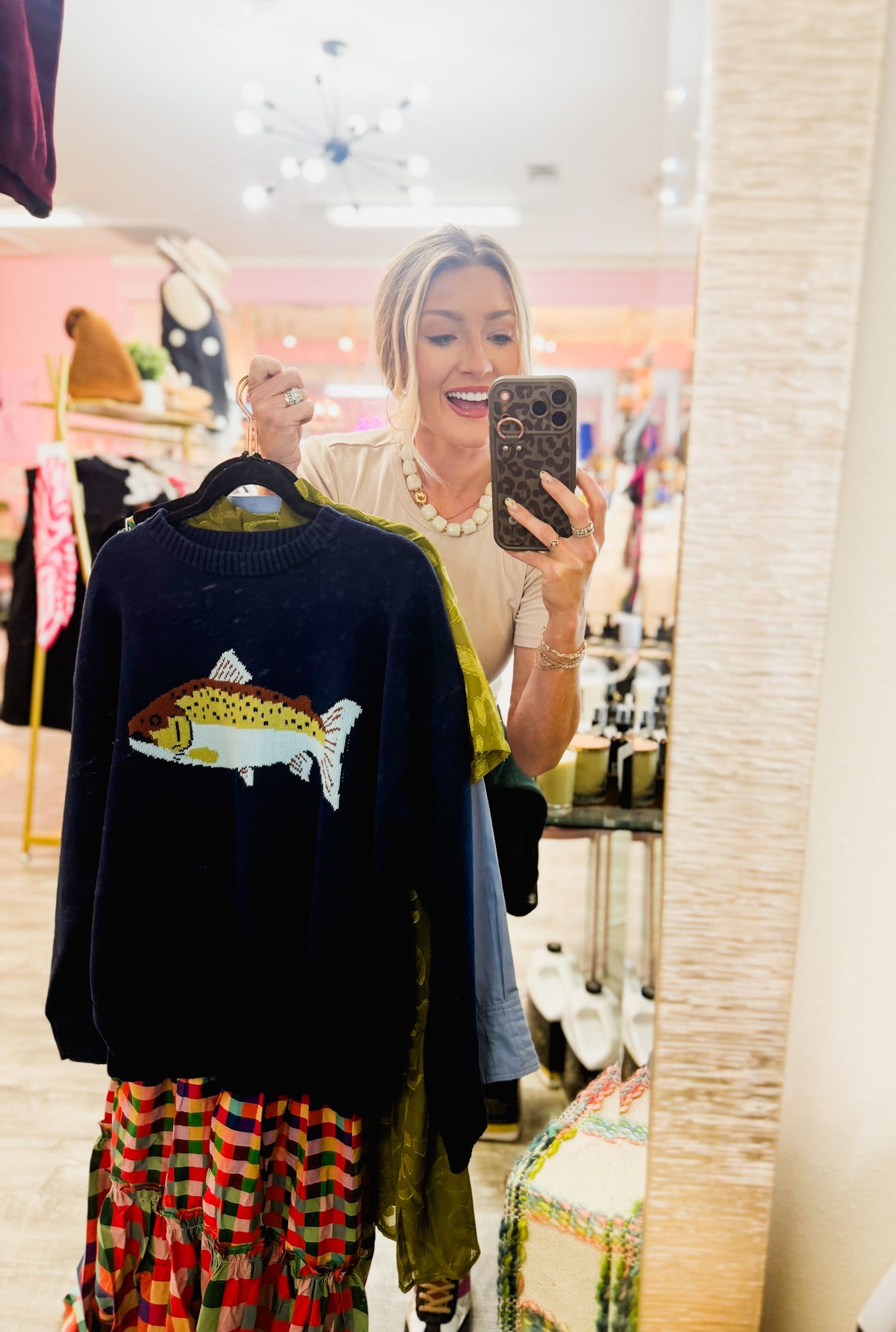 Nice Catch Fish Sweater - Navy