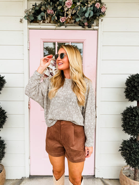 Billie Dolman Sleeve Knit Top - Chocolate