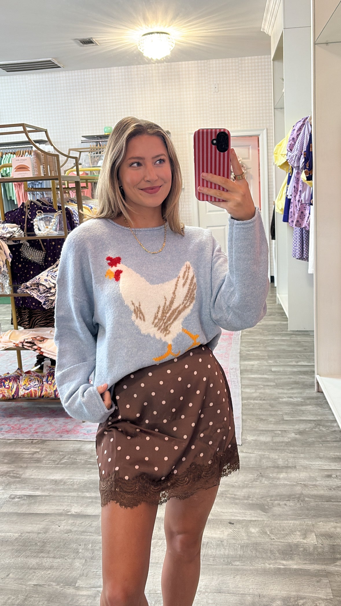 Farm Fresh Chicken Pullover Sweater - Sky