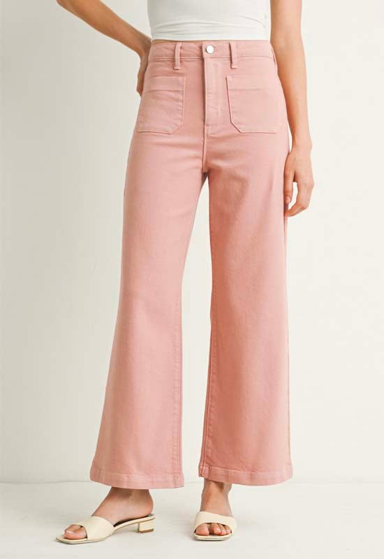 Just Black Patch Pocket Wide Leg Jean - Dusty Coral