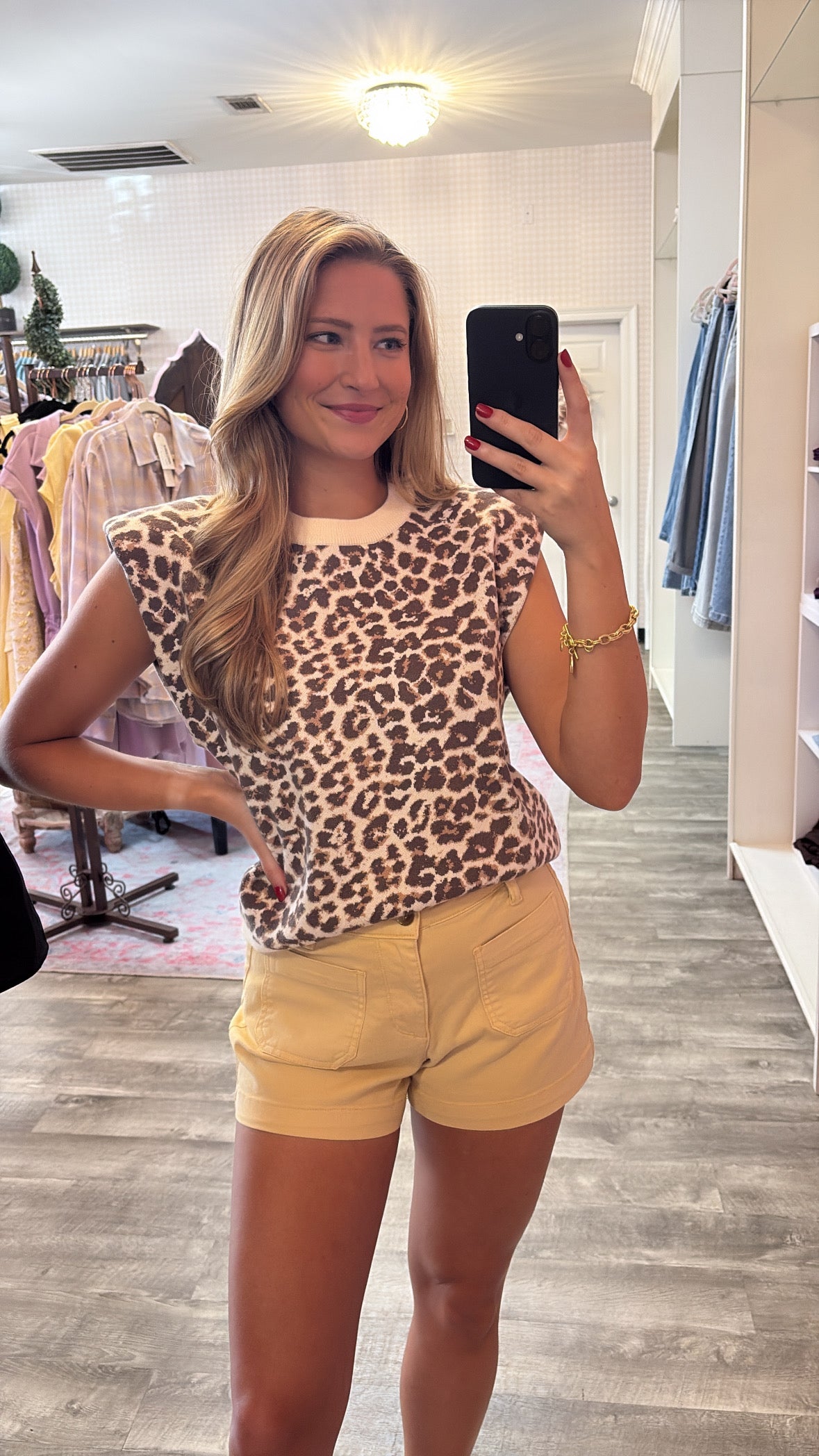 No Worries Leopard Pullover Cap Sleeve Top - Ecru