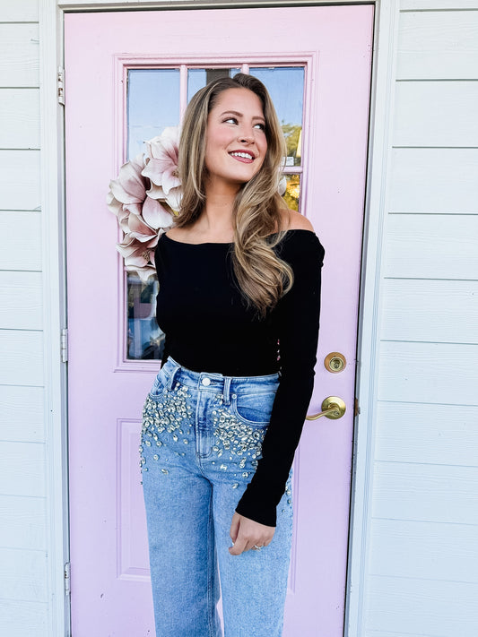 Pucker Up Cowl Neck Bodysuit - Black