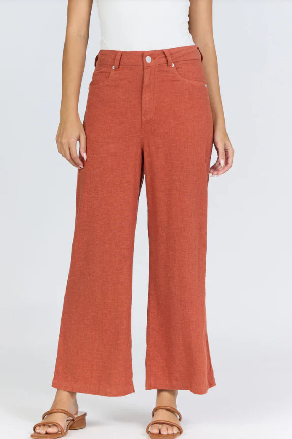 Dear John Wide Leg Linen Audrey - Burnt Brick