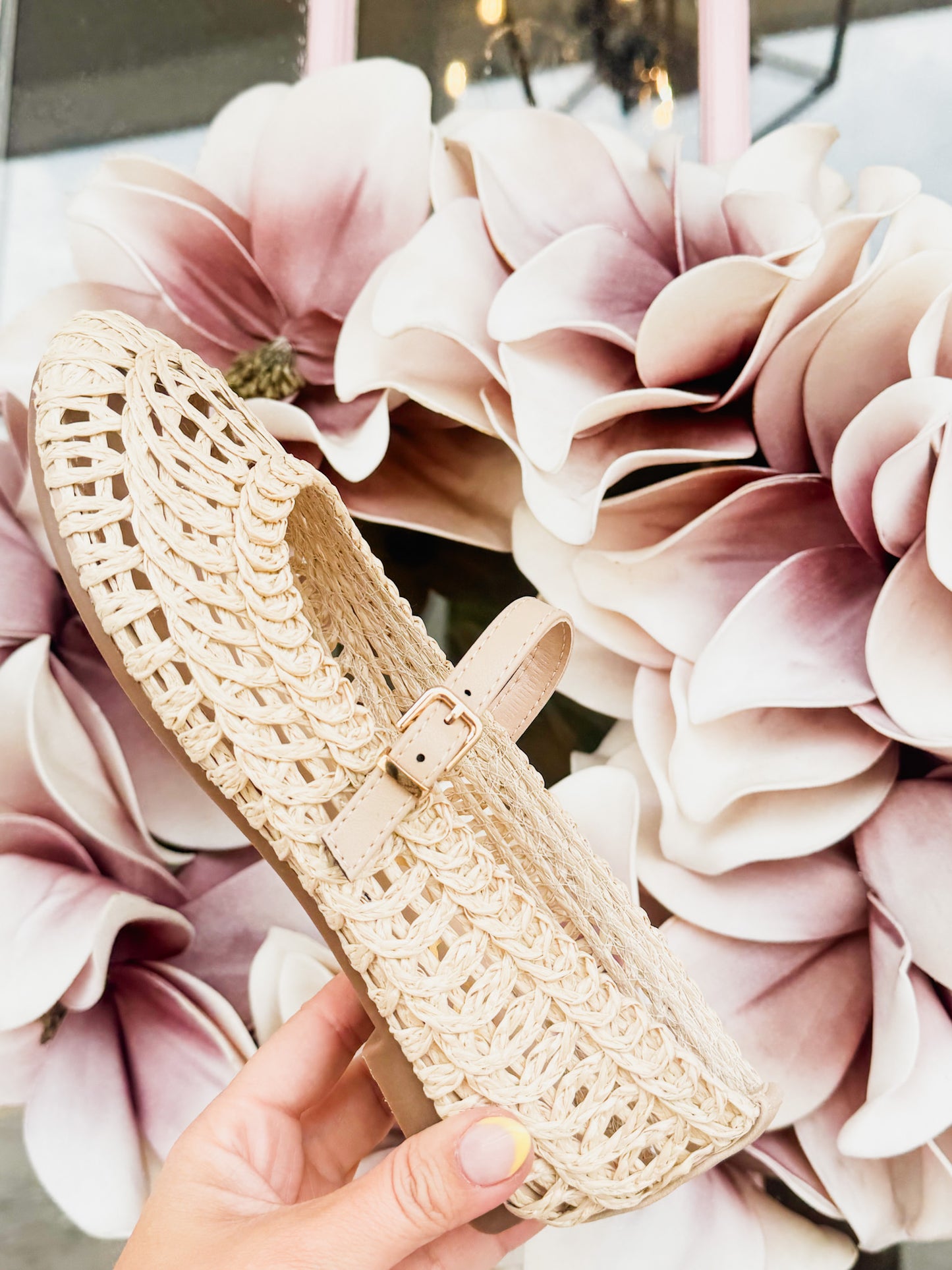 Susan Woven Mary Jane Flat - Natural