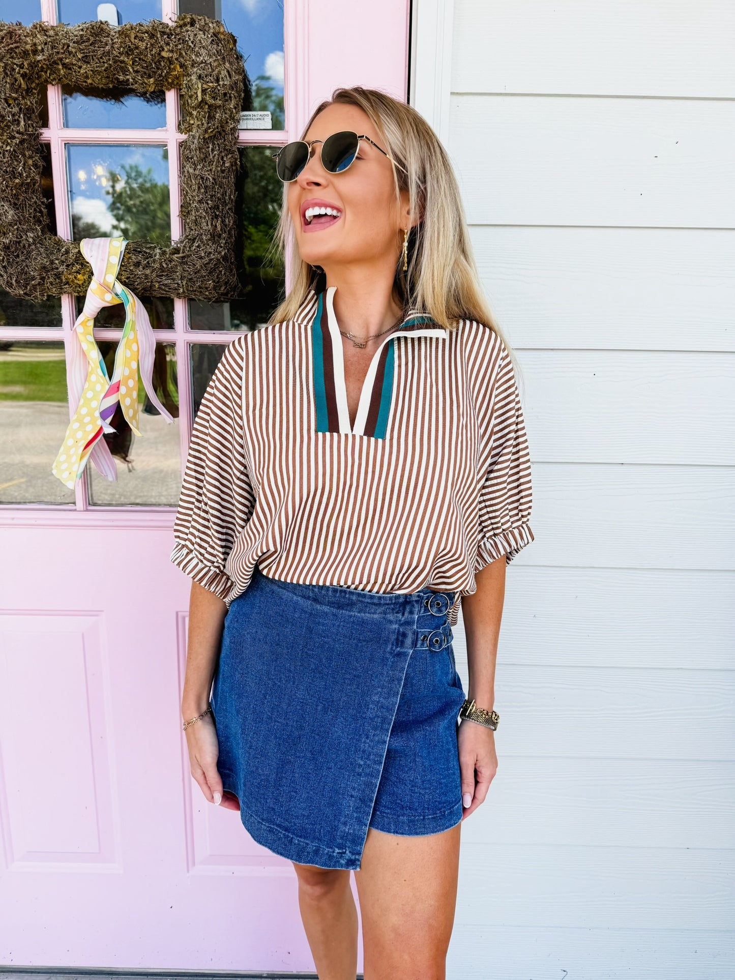 Without A Doubt Washed Denim Skort - Medium Indigo