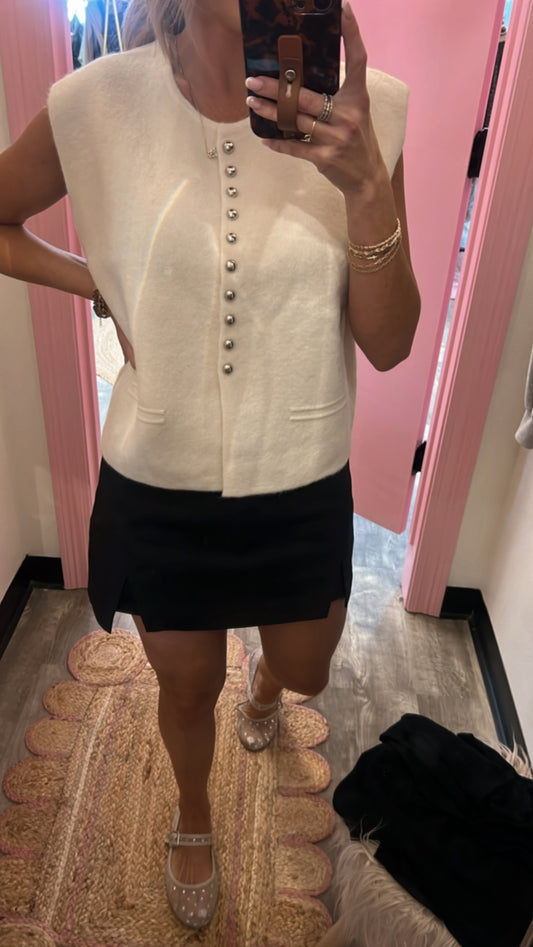 Bundle Up Button Down Sweater Vest - Ivory