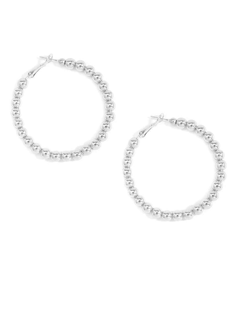 Metal Beaded Hoop Earrings