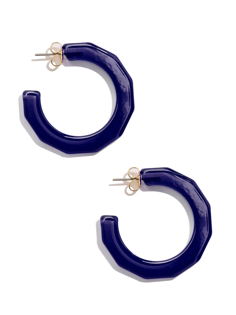 Robin Navy Large Textured Hoop Earrings