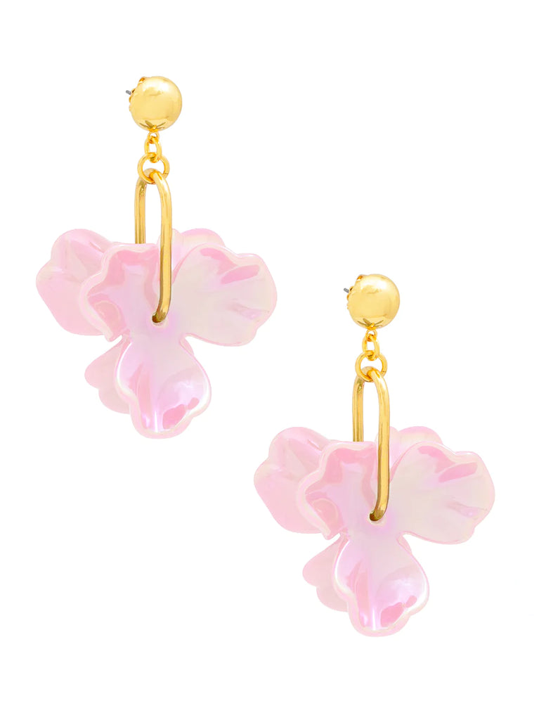 Zenzii Double Flower Drop Earring - Pink
