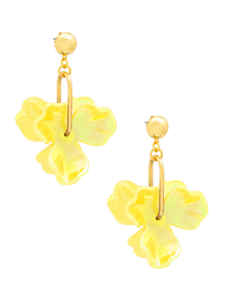 Zenzii Double Flower Drop Earring - Yellow