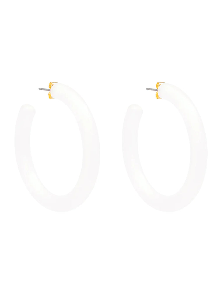 Zenzii Iridescent Hoop Earring - White