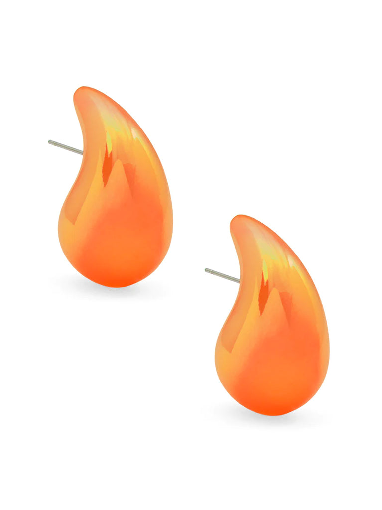 Zenzii Iridescent Crescent Stud Earring - Orange