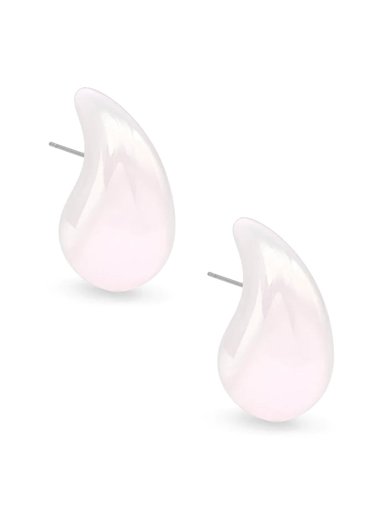 Zenzii Iridescent Crescent Stud Earring - White