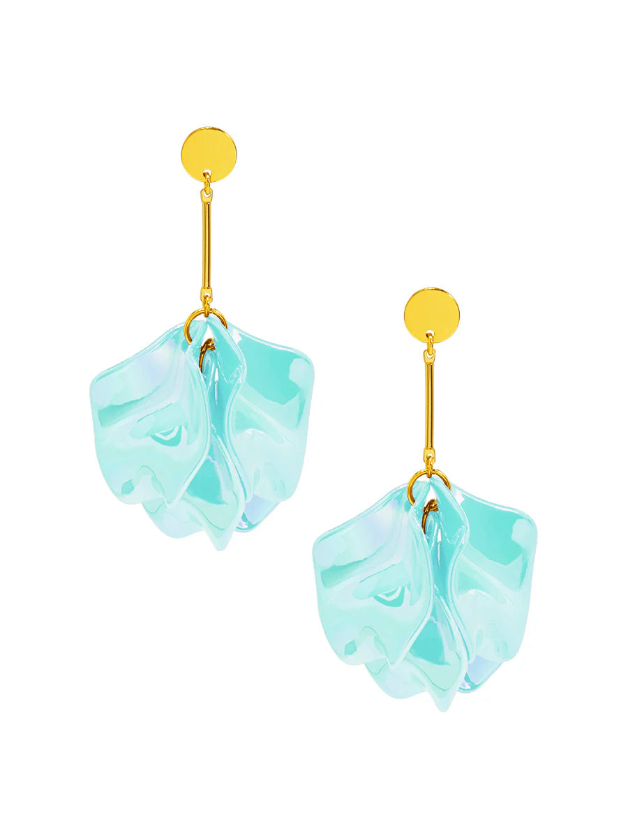 Zenzii Iridescent 4-Petal Drop Earring - Blue