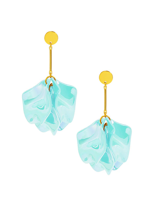 Zenzii Iridescent 4-Petal Drop Earring - Blue