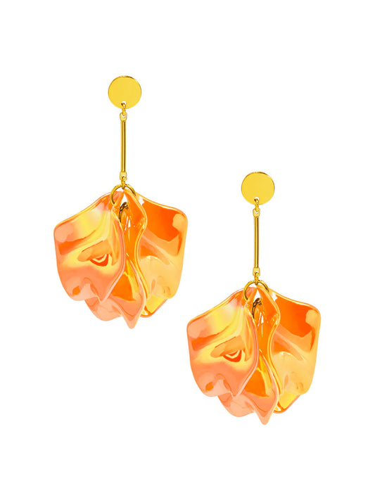 Zenzii Iridescent 4-Petal Drop Earring - Orange