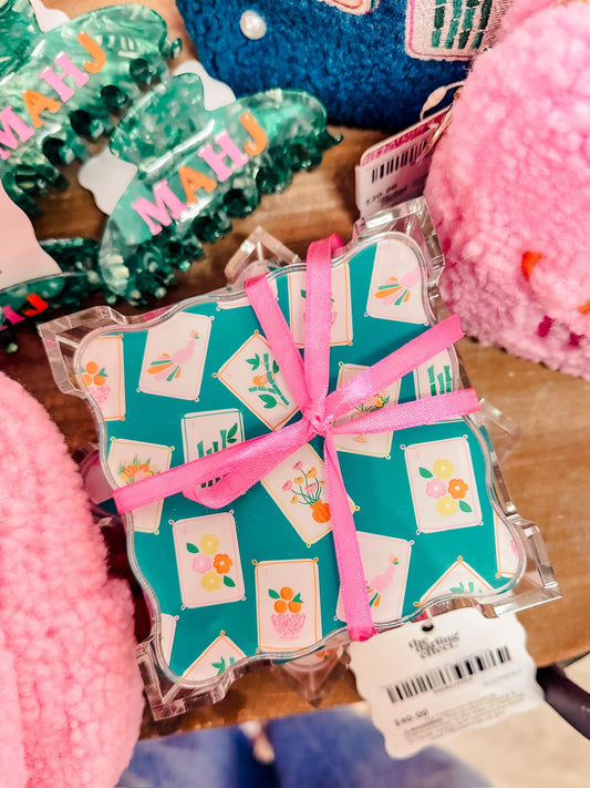 Table Talk Acrylic Coaster Set - It's Mahj Time