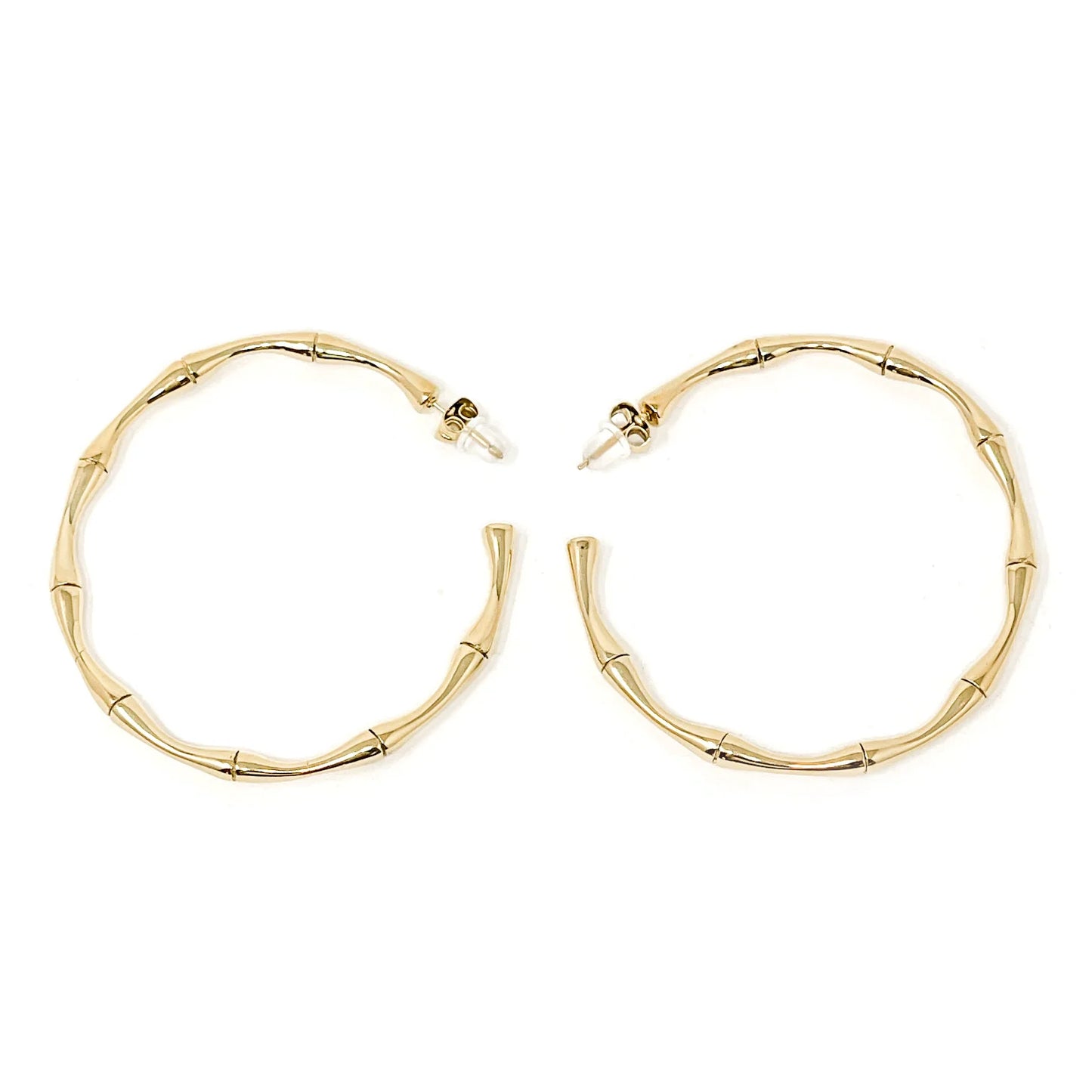 Non-Tarnish Large Bamboo Hoops