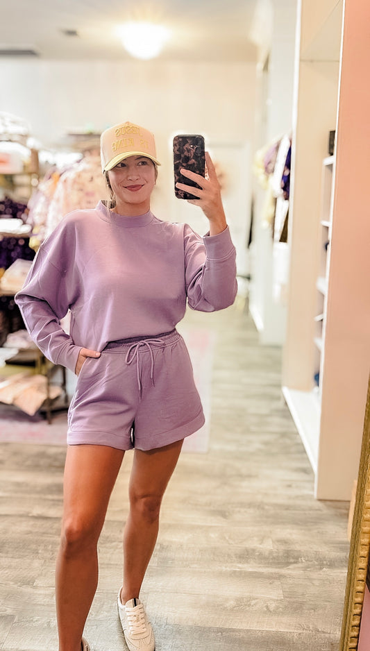 Hurry Up Scuba Pullover and Shorts Set- Lavender