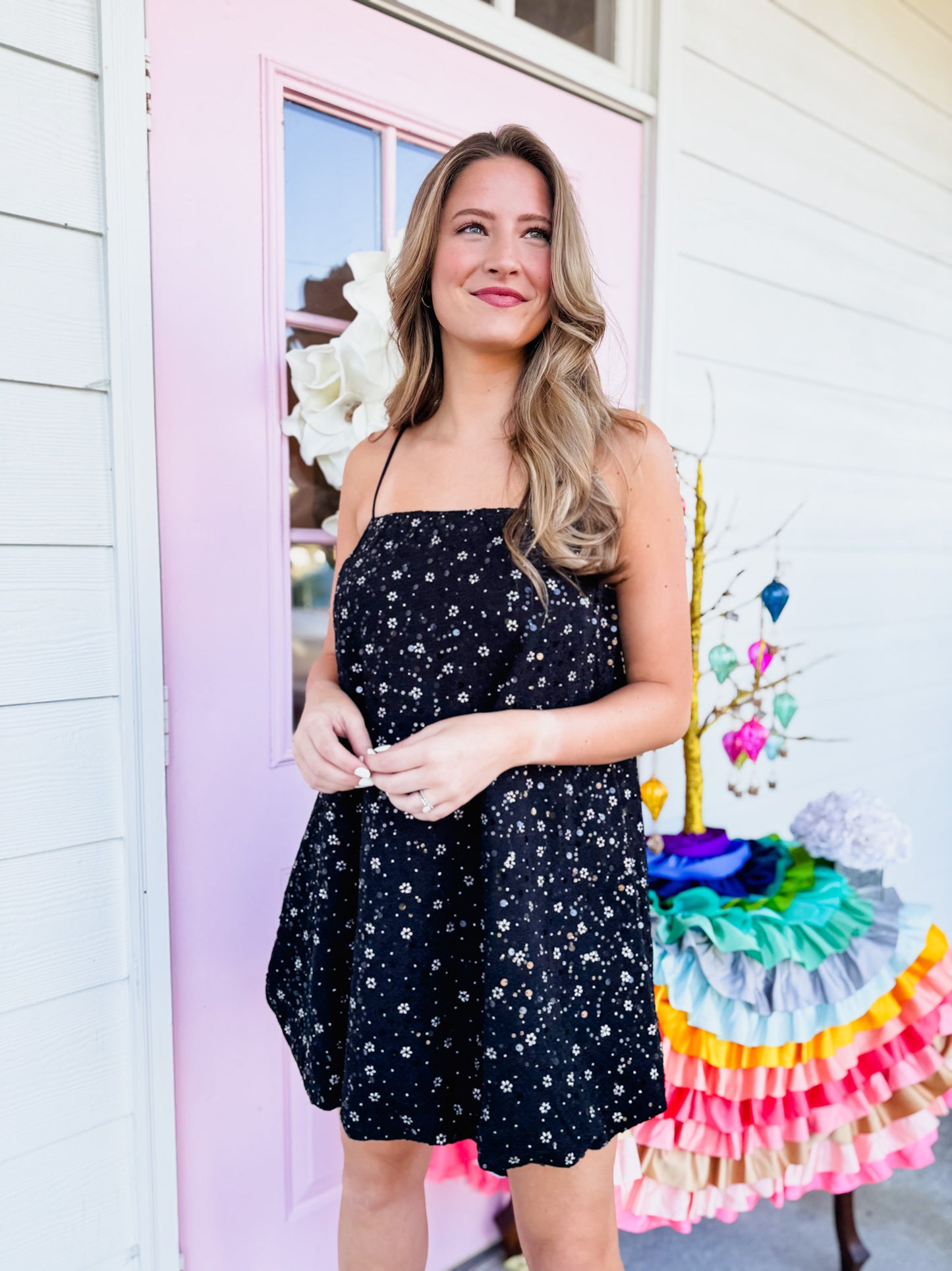 Fifth Avenue Bubble Mini Dress - Black