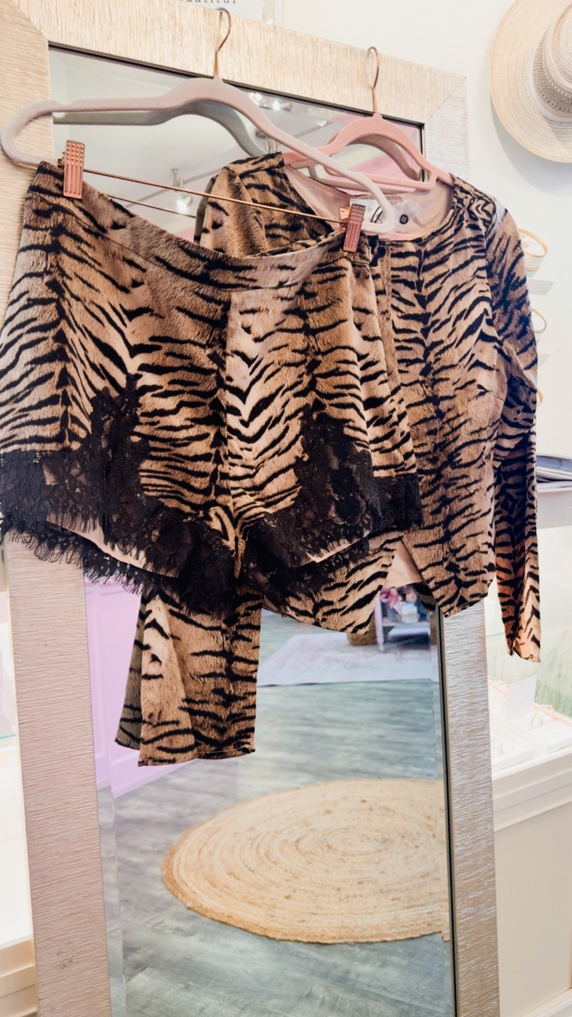 You're The One Boat Neck Button Front Long Sleeve Top - Taupe Animal