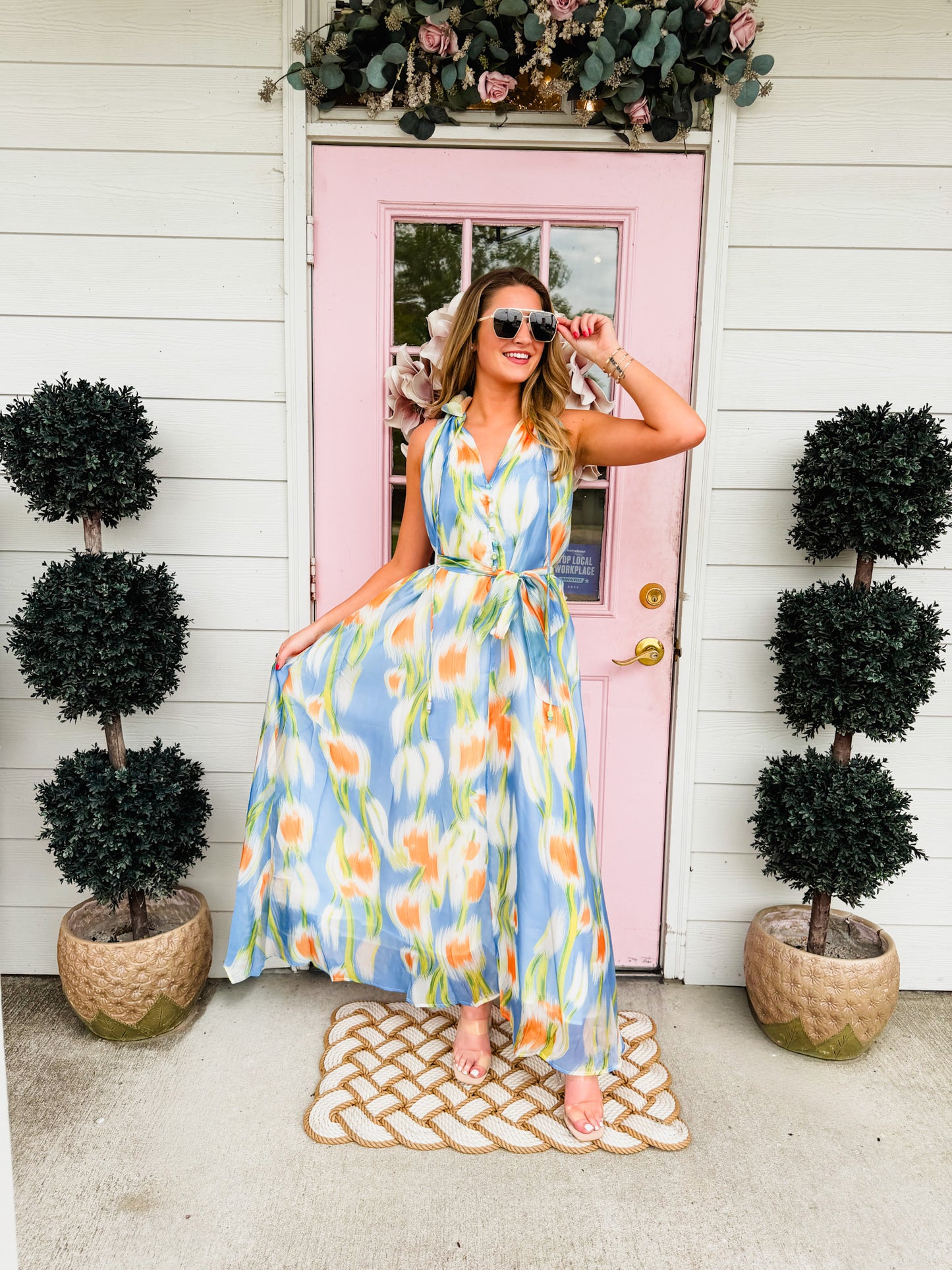 Tropical Breeze Sleeveless Maxi Dress- Multi