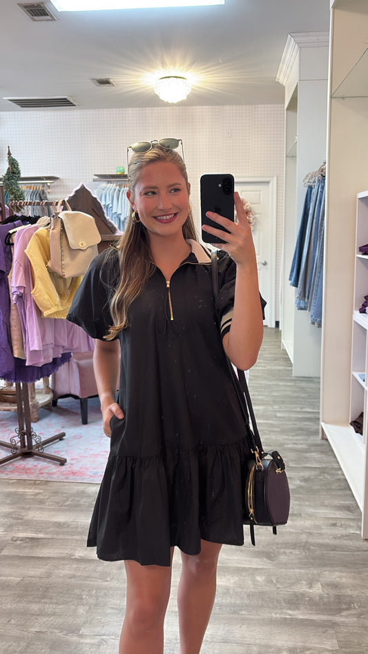 Easy Going Ruffle Hem Dress - Black