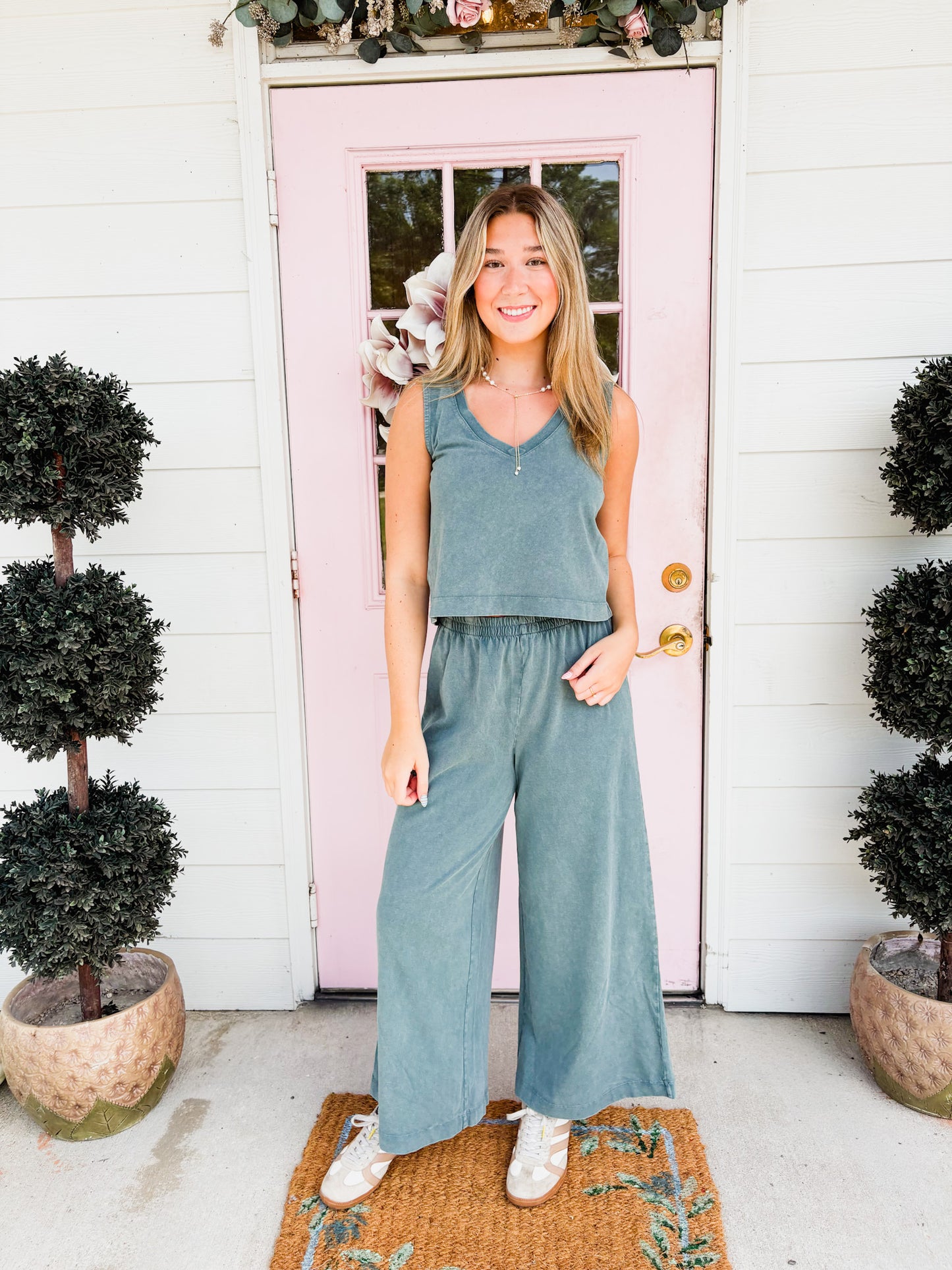 Z Supply Scout Jersey Crop Flare Pant - Emerald Cove