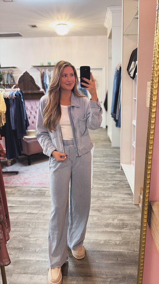 Z Supply Heritage Knit Denim Jacket - Ocean Air Indigo