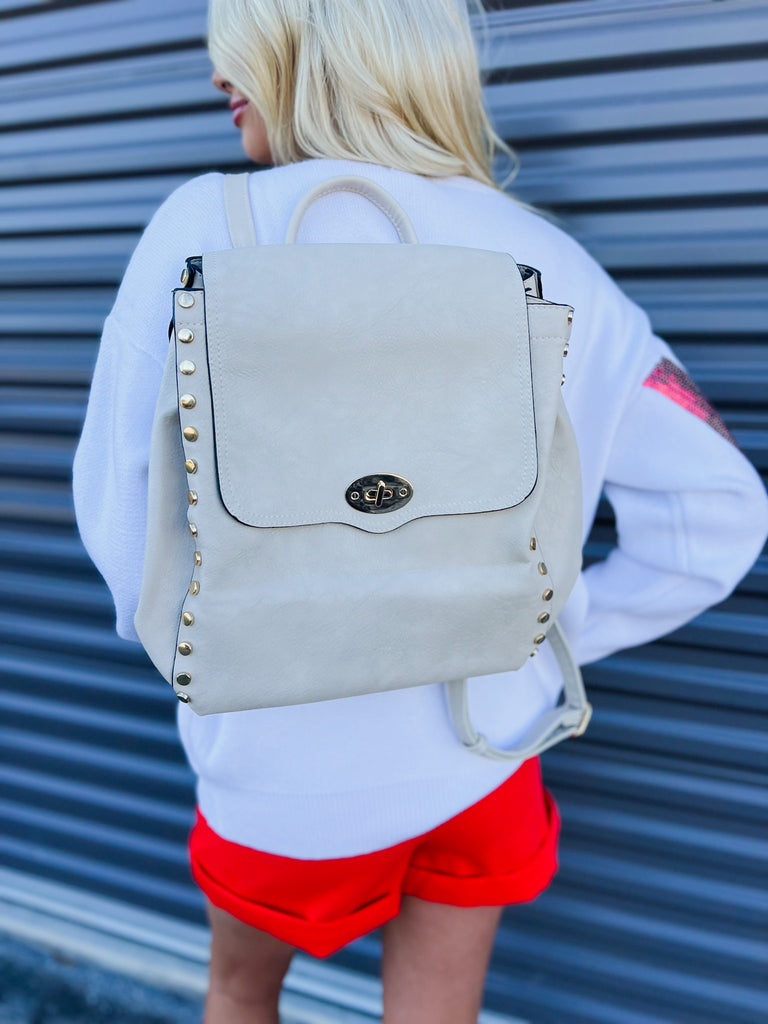 Jen & Co Bex Distressed Backpack - Greige