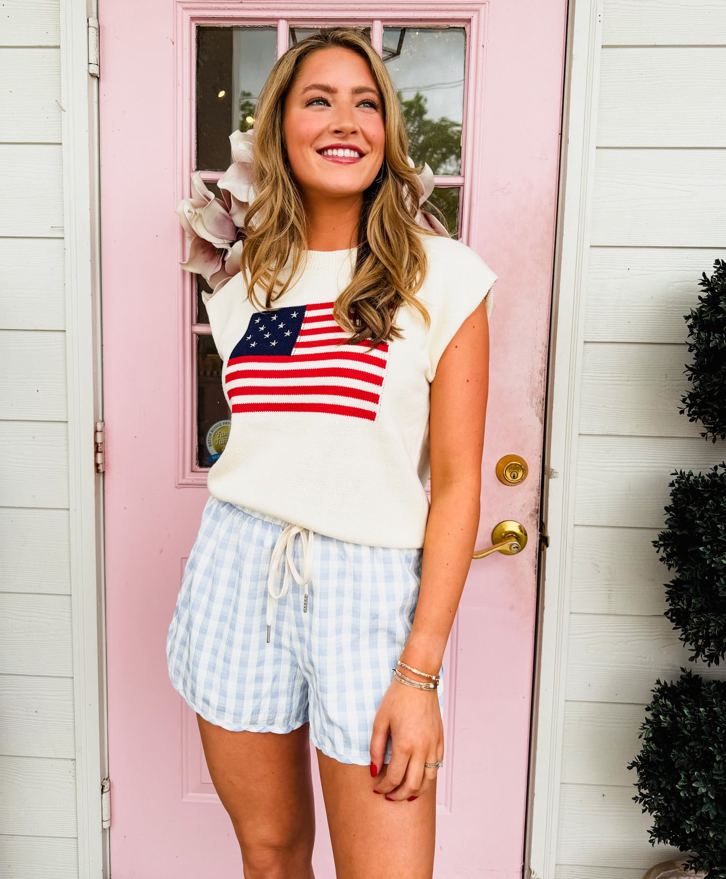 Starlet Gingham Shorts - Sky Blue