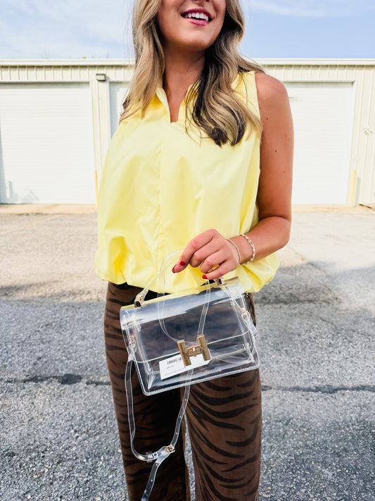 All Smiles Bubble Hem Sleeveless Top - Butter Yellow
