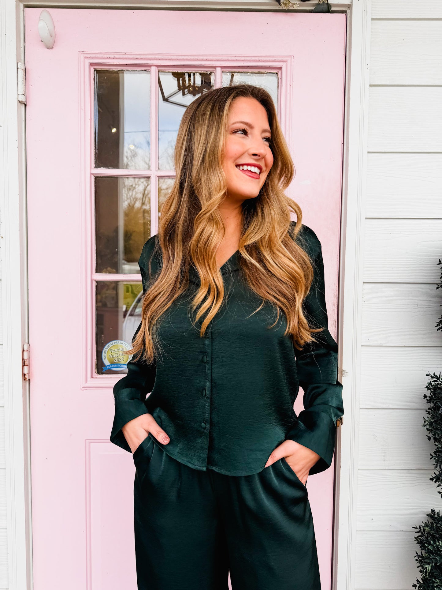 Z Supply Ana Satin Top - Garland Green