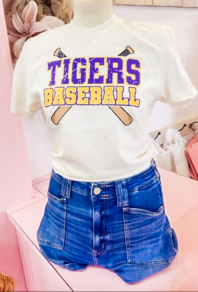 Tigers Baseball Cropped Tee - Ivory