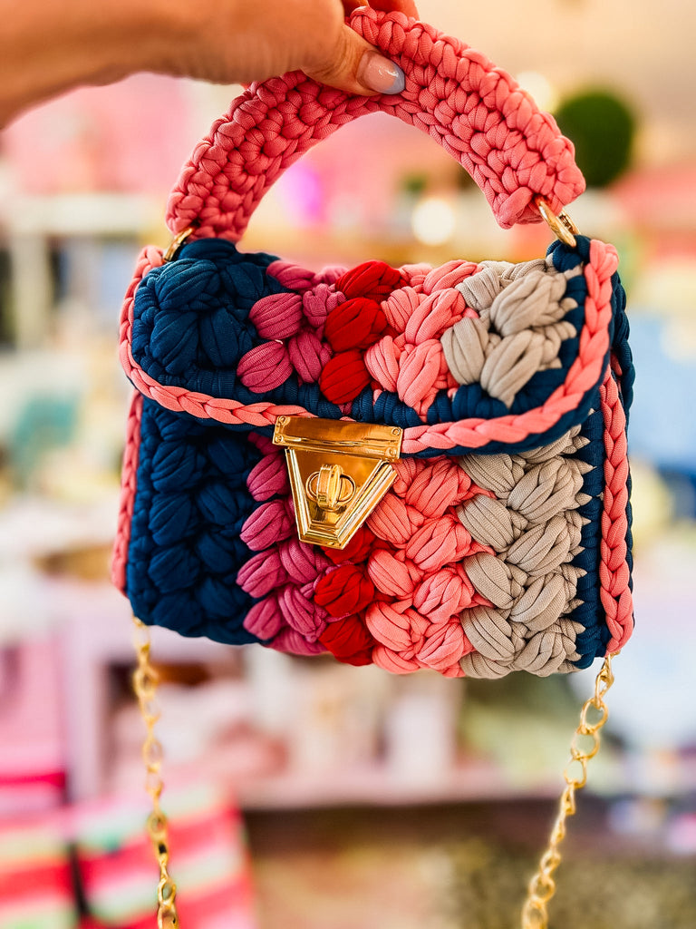 The KC Braided Bag - Berry Stripe