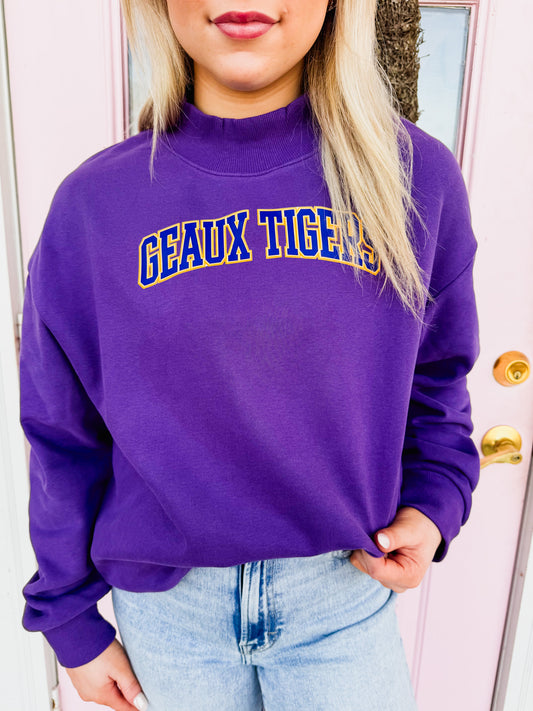Geaux Tigers Mock Sweatshirt - Purple