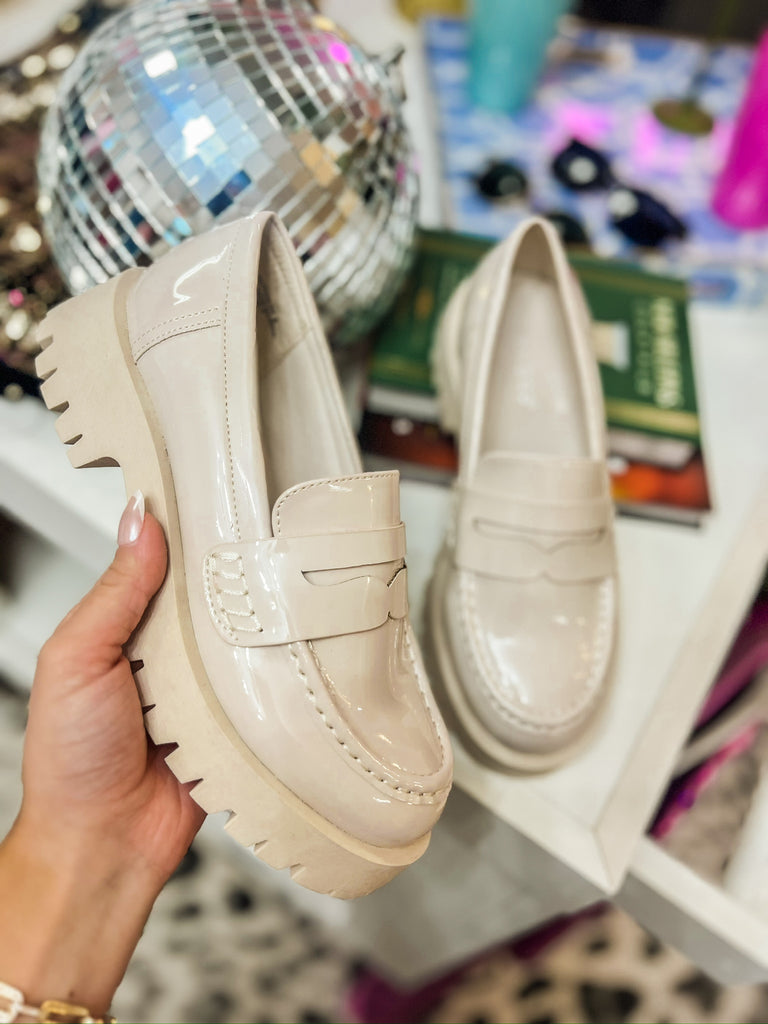 Hutch-24 Ivory Patent Penny Loafer
