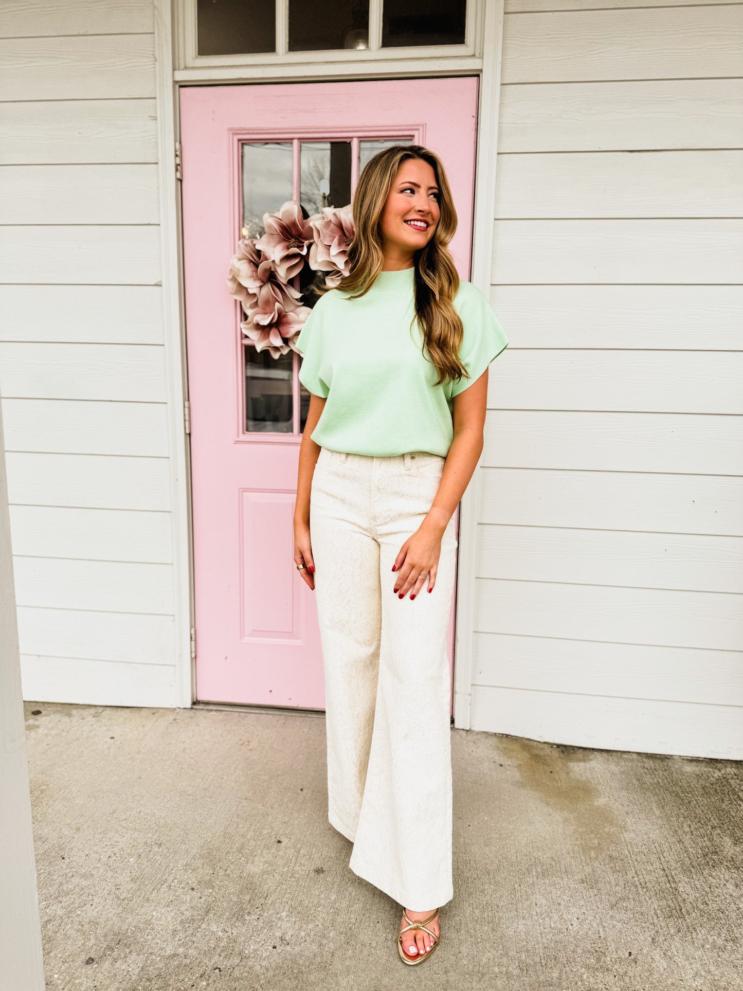 Must Have Mock Neck Short Sleeve Top - Mint