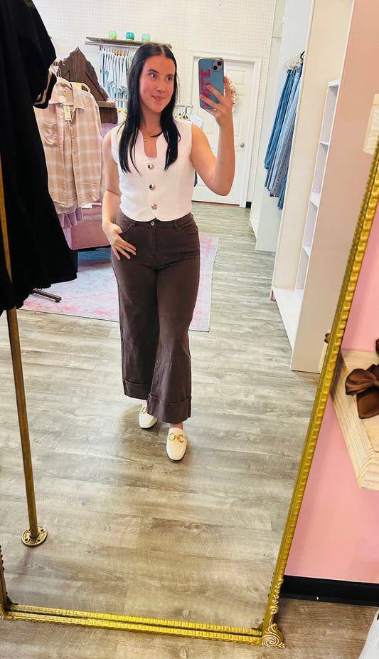 To The Top Mid-Rise Ankle Pant - Brown