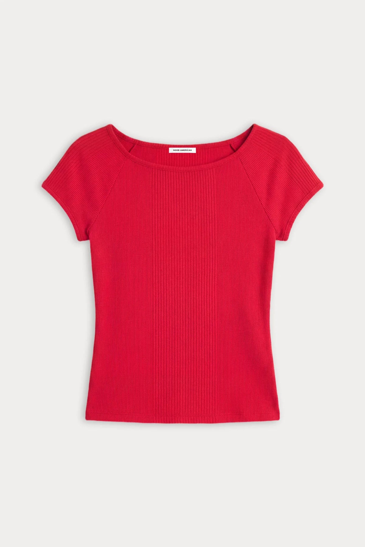 Good American The Variegated Rib Top - Crimson Red