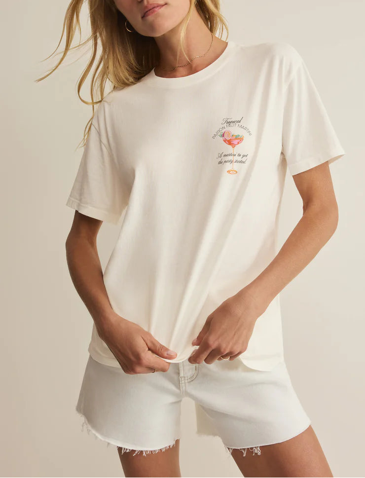 Z Supply Passion Martini Boyfriend Tee - Sea Salt